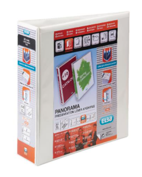 Elba Panorama 70mm 2 D-Ring Presentation Lever Arch File A4 White